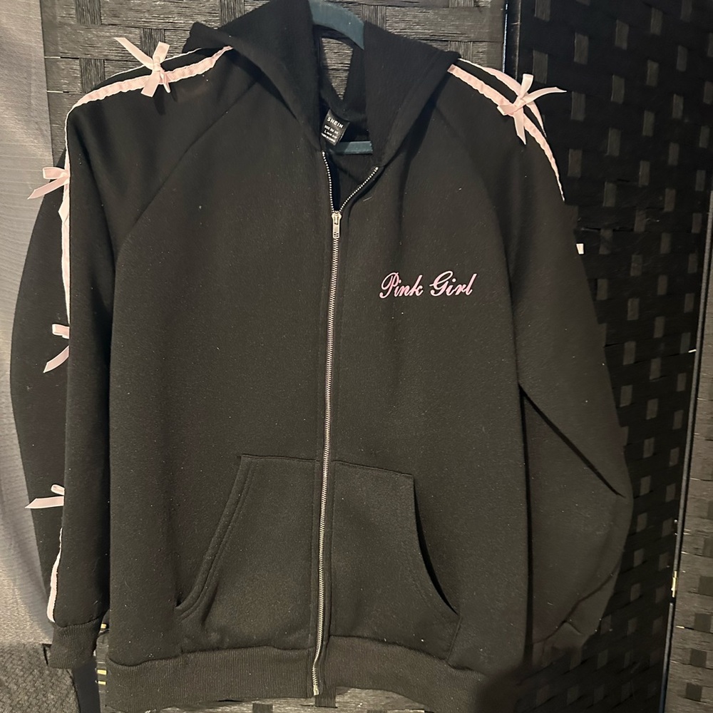 SHEIN Black Kids Jacket with Pink Accents